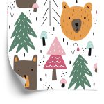 Behang Beren En Kerstbomen Voor Kinderen