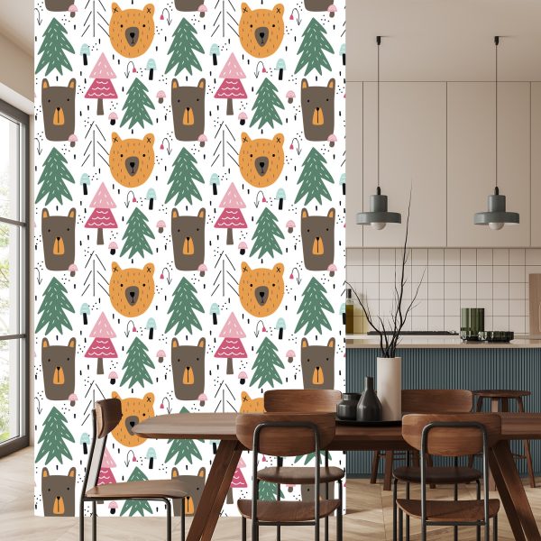 Behang Beren En Kerstbomen Voor Kinderen - Afbeelding 4