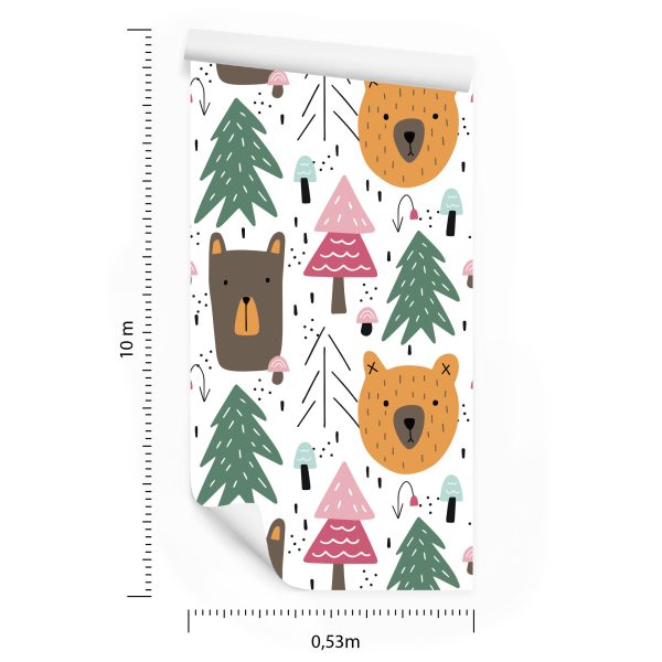 Behang Beren En Kerstbomen Voor Kinderen - Afbeelding 8