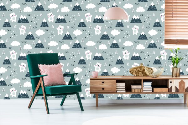 Behang Teddyberen Tussen Wolken En Bergen - Afbeelding 6