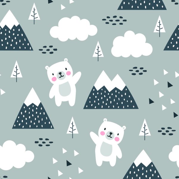 Behang Teddyberen Tussen Wolken En Bergen - Afbeelding 2