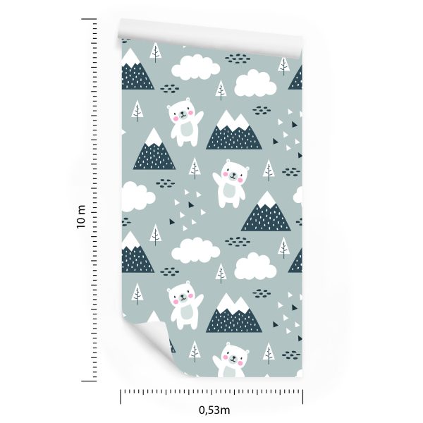 Behang Teddyberen Tussen Wolken En Bergen - Afbeelding 8