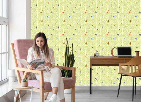 Behang Kleurrijke Dieren In Een Boom Kinderkamer - Afbeelding 7