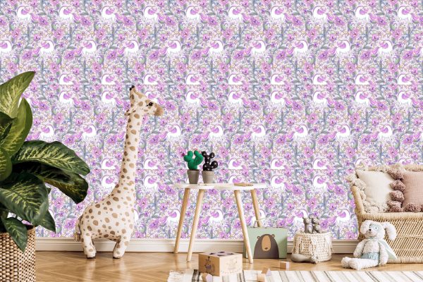 Behang Eenhoorns In Bloemen - Afbeelding 5