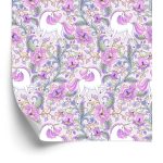 Behang Eenhoorns In Bloemen