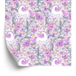 Behang Eenhoorns In Bloemen
