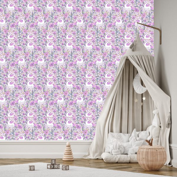 Behang Eenhoorns In Bloemen - Afbeelding 3