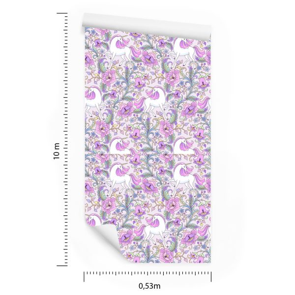 Behang Eenhoorns In Bloemen - Afbeelding 8