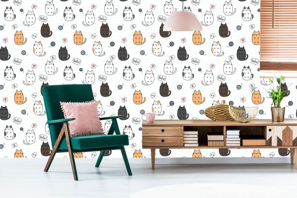 Behang Voor Kinderen - Vrolijke Katten - Afbeelding 6