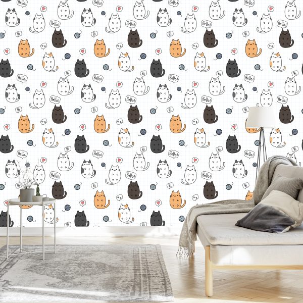 Behang Voor Kinderen - Vrolijke Katten - Afbeelding 3