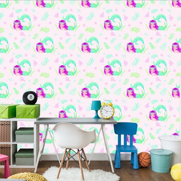 Behang Sprookjesmeerminnen Voor De Babykamer - Afbeelding 4