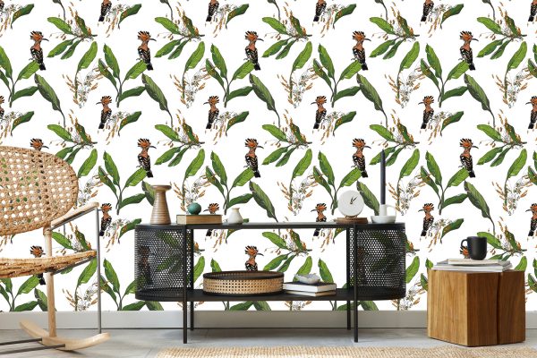 Behang Hoopoes En Bladeren - Afbeelding 5