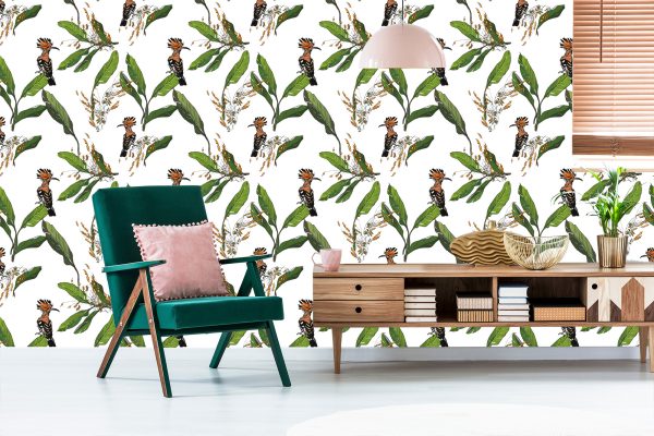 Behang Hoopoes En Bladeren - Afbeelding 6