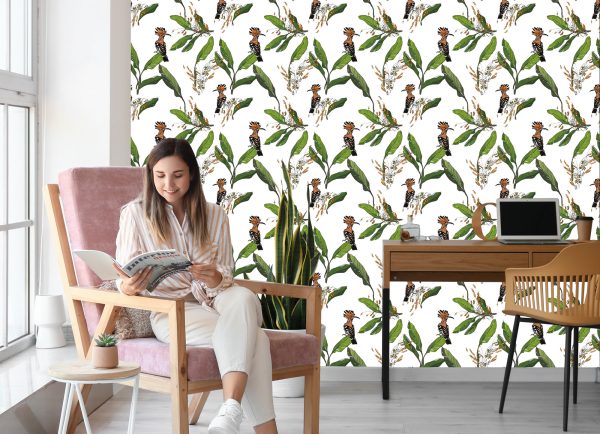 Behang Hoopoes En Bladeren - Afbeelding 7