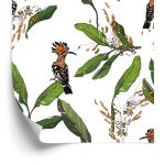 Behang Hoopoes En Bladeren