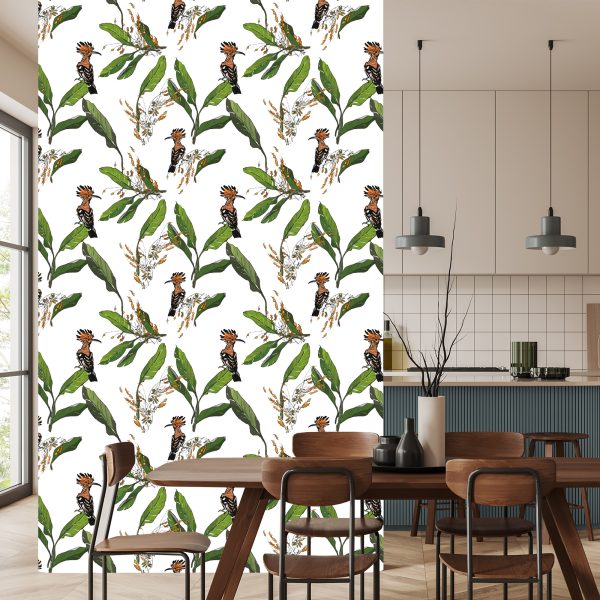 Behang Hoopoes En Bladeren - Afbeelding 4