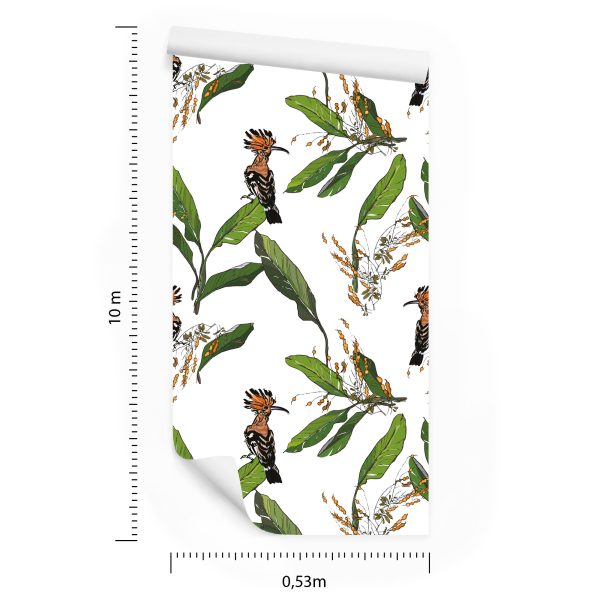 Behang Hoopoes En Bladeren - Afbeelding 8