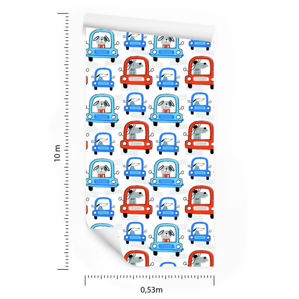 Behang Honden In Auto's - Afbeelding 8
