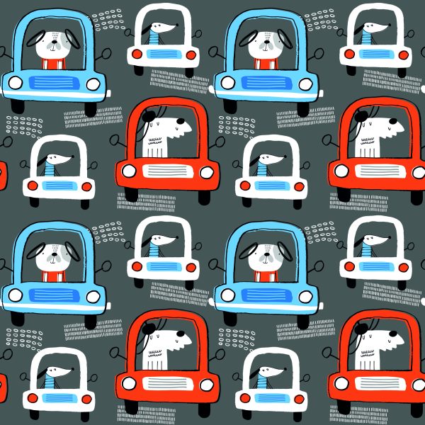 Behang Honden In Auto's - Afbeelding 2