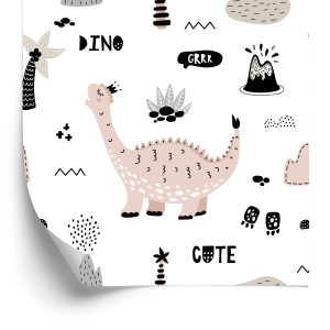 Behang Voor Kinderen, Dinosaurussen, Palmbomen, Vulkanen