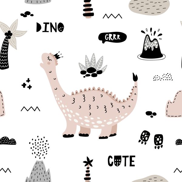 Behang Voor Kinderen, Dinosaurussen, Palmbomen, Vulkanen - Afbeelding 2