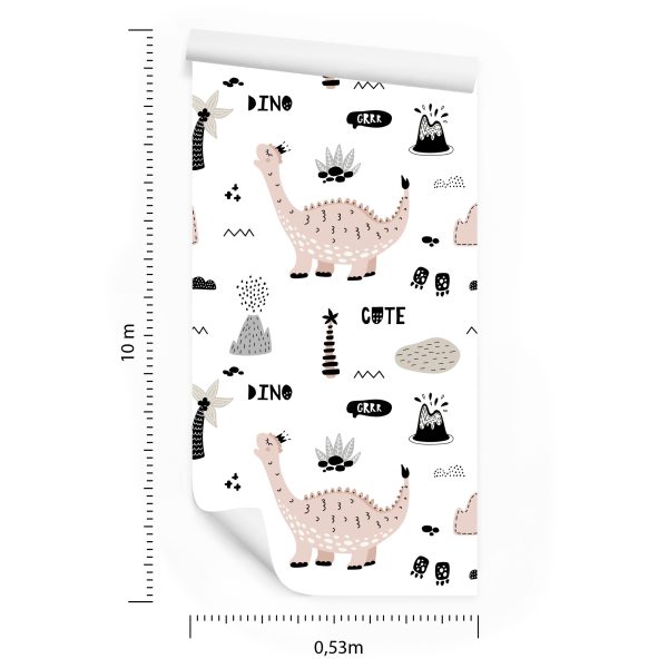 Behang Voor Kinderen, Dinosaurussen, Palmbomen, Vulkanen - Afbeelding 8