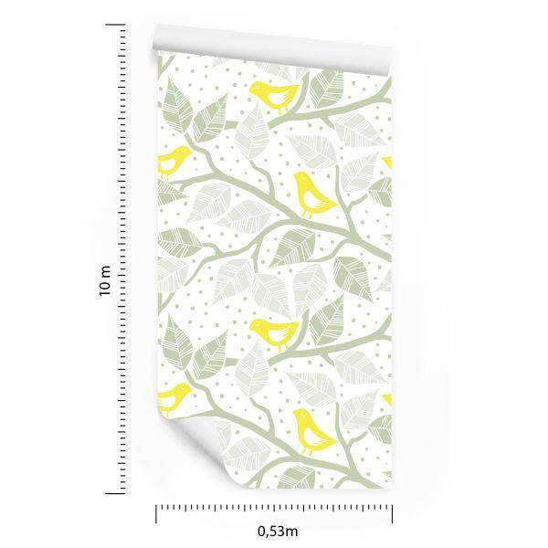 Behang Vogels, Bladeren En Takken - Afbeelding 8