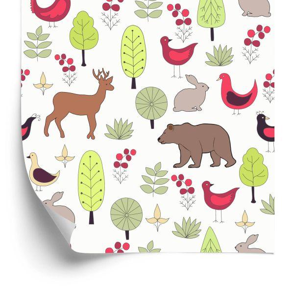 Behang Voor Kinderen - Blije Bosdieren