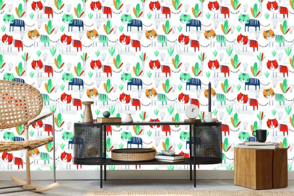 Behang Voor Kinderen, Katten, Planten, Scandinavische Stijl - Afbeelding 5