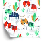 Behang Voor Kinderen, Katten, Planten, Scandinavische Stijl