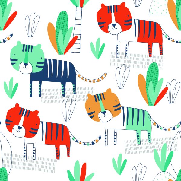 Behang Voor Kinderen, Katten, Planten, Scandinavische Stijl - Afbeelding 2