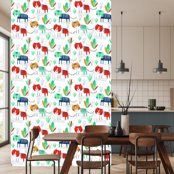 Behang Voor Kinderen, Katten, Planten, Scandinavische Stijl - Afbeelding 4