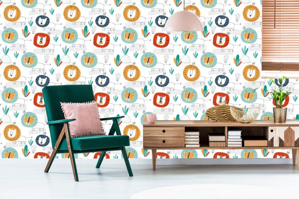 Behang Leeuwen In Kinderkamer In Scandinavische Stijl - Afbeelding 6