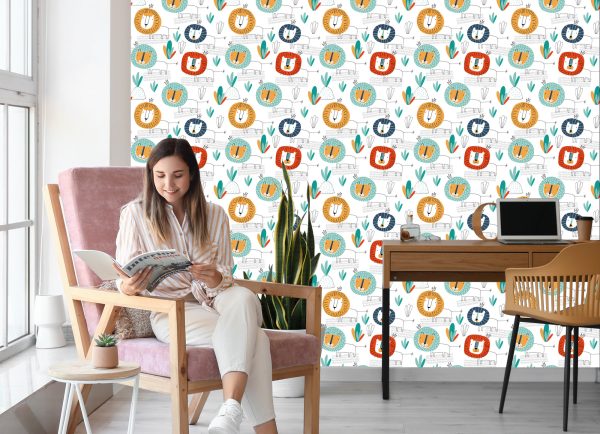 Behang Leeuwen In Kinderkamer In Scandinavische Stijl - Afbeelding 7