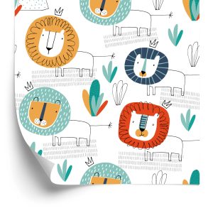 Behang Leeuwen In Kinderkamer In Scandinavische Stijl