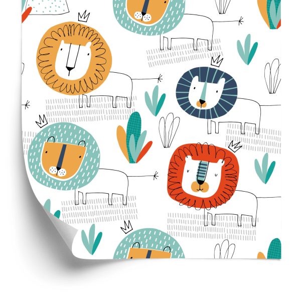 Behang Leeuwen In Kinderkamer In Scandinavische Stijl