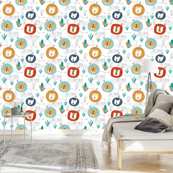 Behang Leeuwen In Kinderkamer In Scandinavische Stijl - Afbeelding 3
