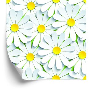Behang Bloemen - Kamille 3D