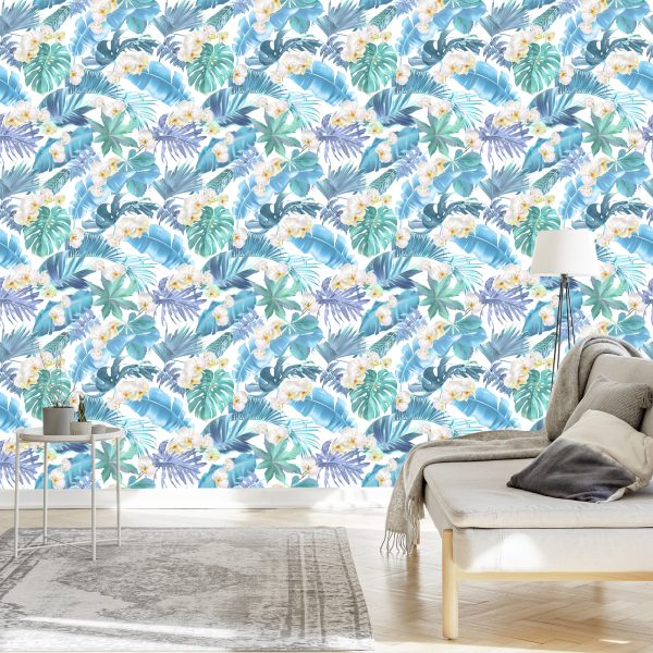Behang Voor Woonkamer Groen Bloemen Planten Orchideeën - Afbeelding 3