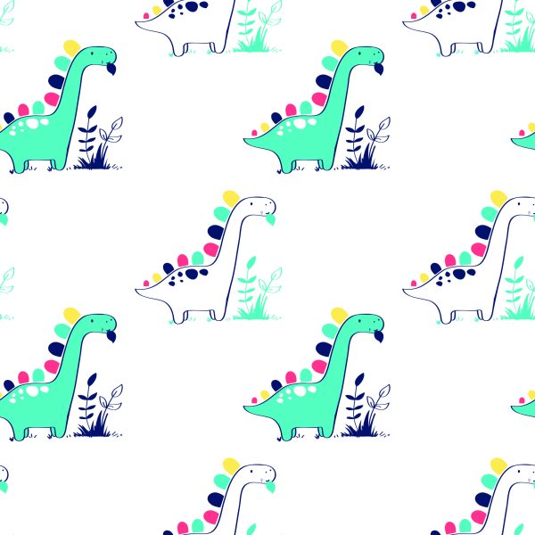 Behang Voor Babykamer Dinosaurussen, Planten, Bladeren - Afbeelding 2