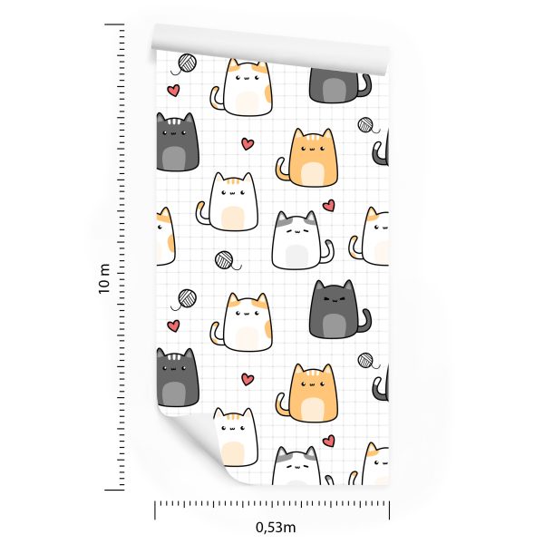 Behang Voor Kinderen - Kittens En Harten - Afbeelding 8