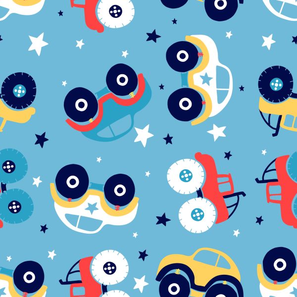 Behang Kleurrijke Sterrenauto's Voor De Kinderkamer - Afbeelding 2