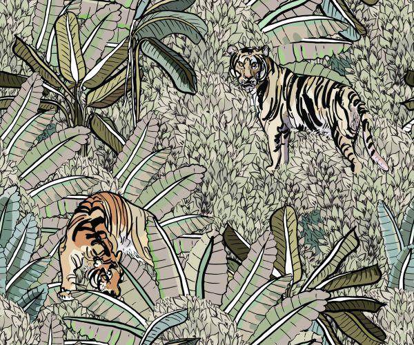 Behang Tijgers En Planten - Afbeelding 2
