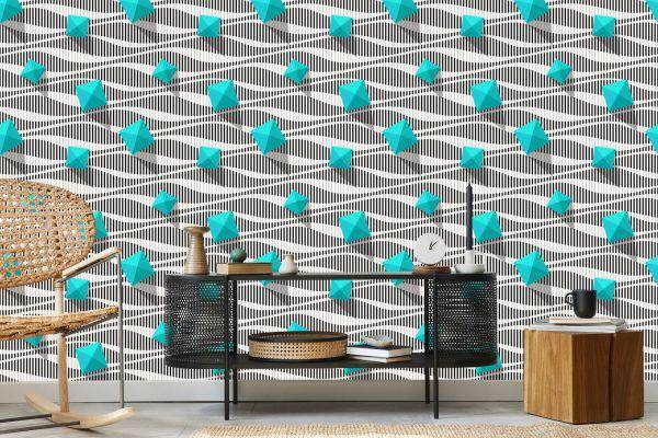 Behang Piramides Op Zwart - Witte Achtergrond - 3D-Effect - Afbeelding 5