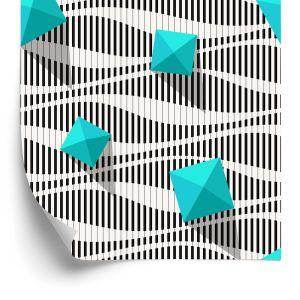 Behang Piramides Op Zwart - Witte Achtergrond - 3D-Effect