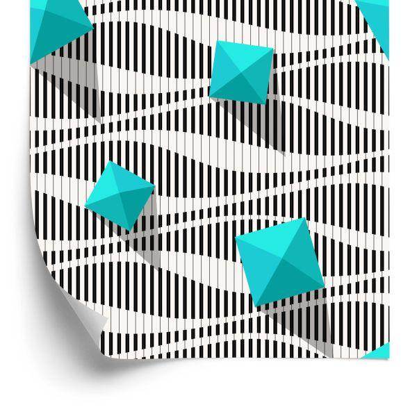 Behang Piramides Op Zwart - Witte Achtergrond - 3D-Effect