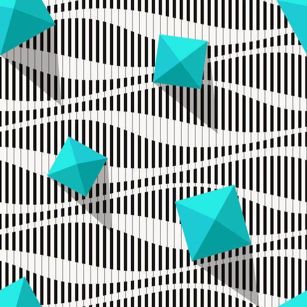 Behang Piramides Op Zwart - Witte Achtergrond - 3D-Effect - Afbeelding 2