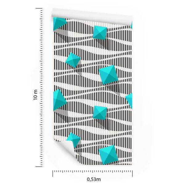 Behang Piramides Op Zwart - Witte Achtergrond - 3D-Effect - Afbeelding 8