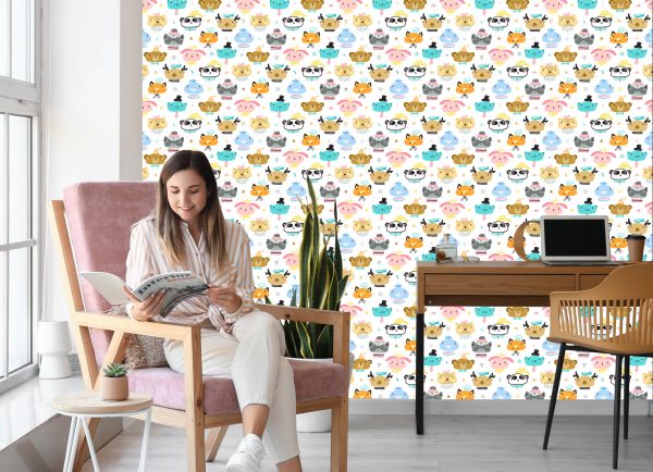 Behang Dieren Op Een Witte Achtergrond - Afbeelding 7