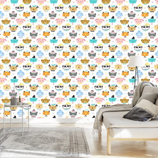 Behang Dieren Op Een Witte Achtergrond - Afbeelding 3